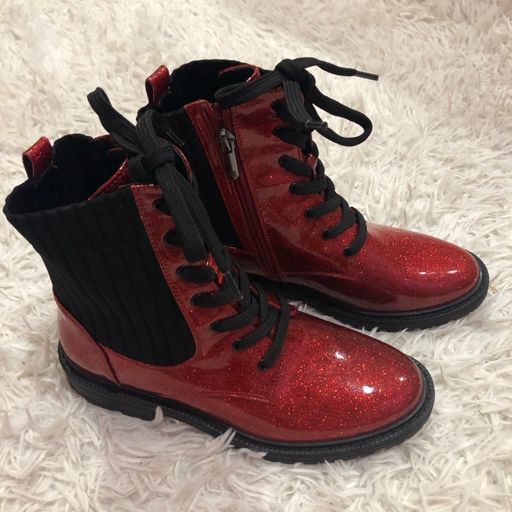 Sam Edelman Lydell Ruby Red Boots Girls Size 4 NWOT Sparkle